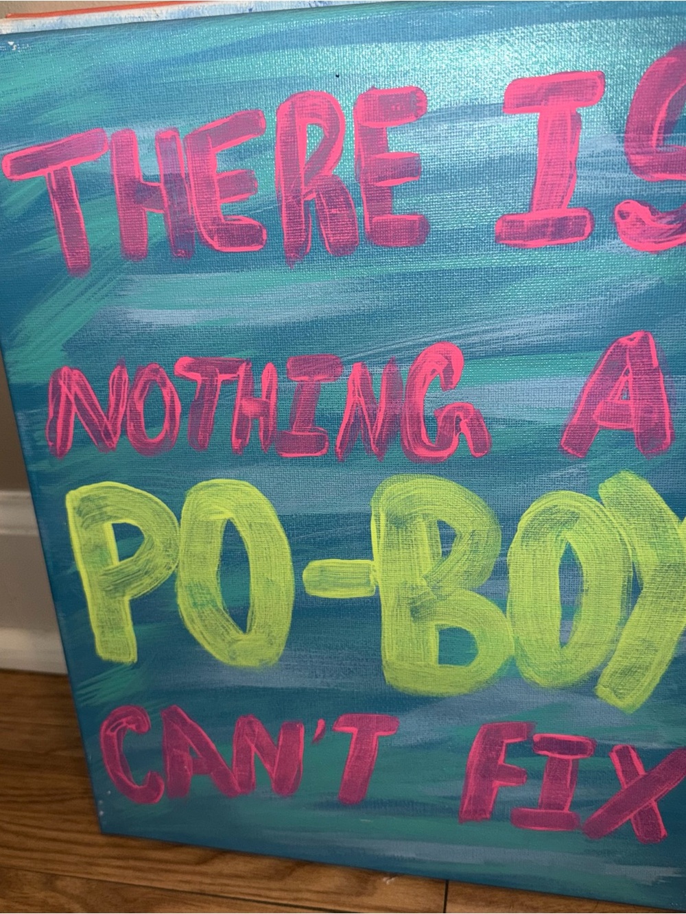 Teal Canvas Wall Art with Pink and Lime Lettering by KICKRUSH